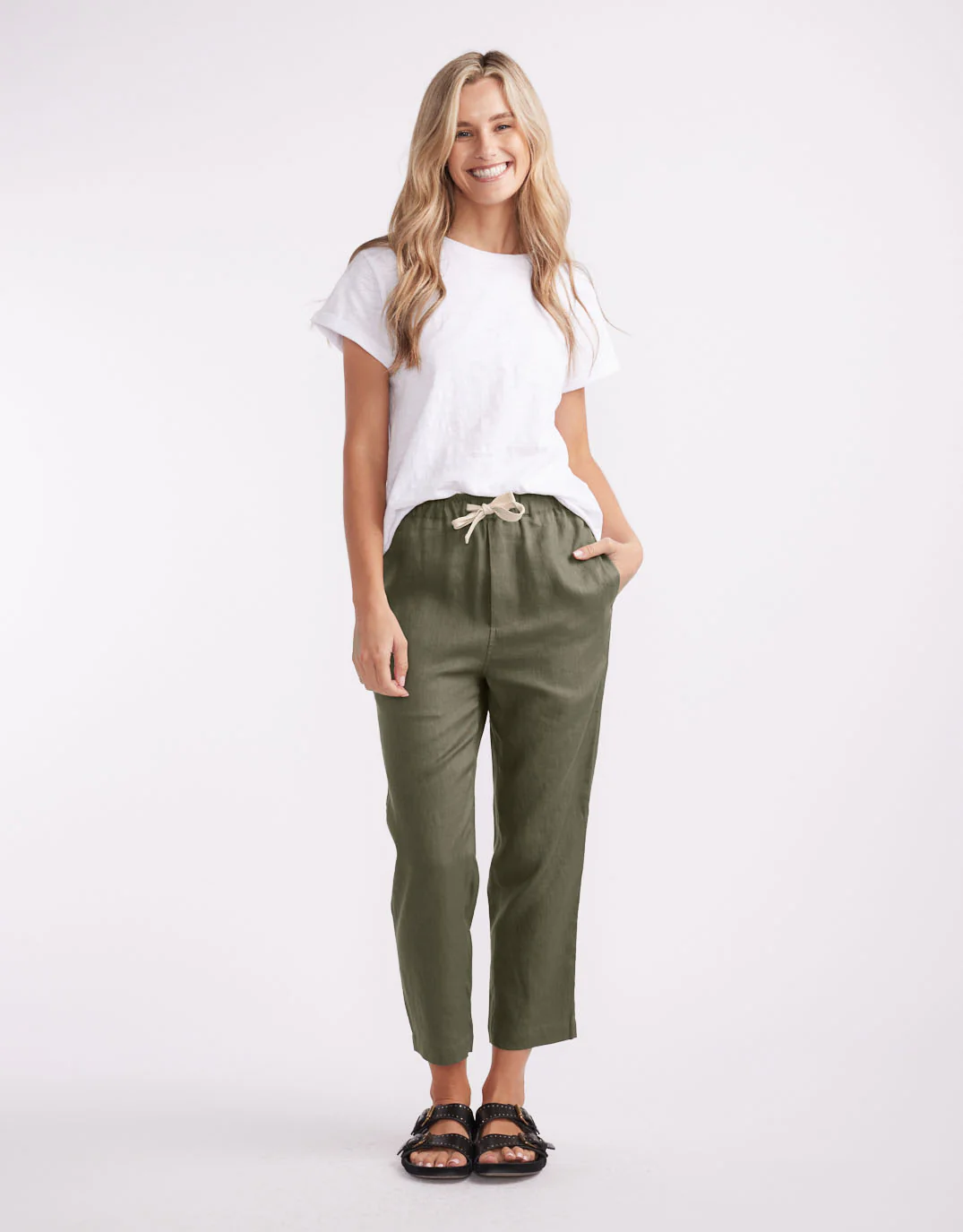 Abigail Linen Pant - Khaki - Image 2