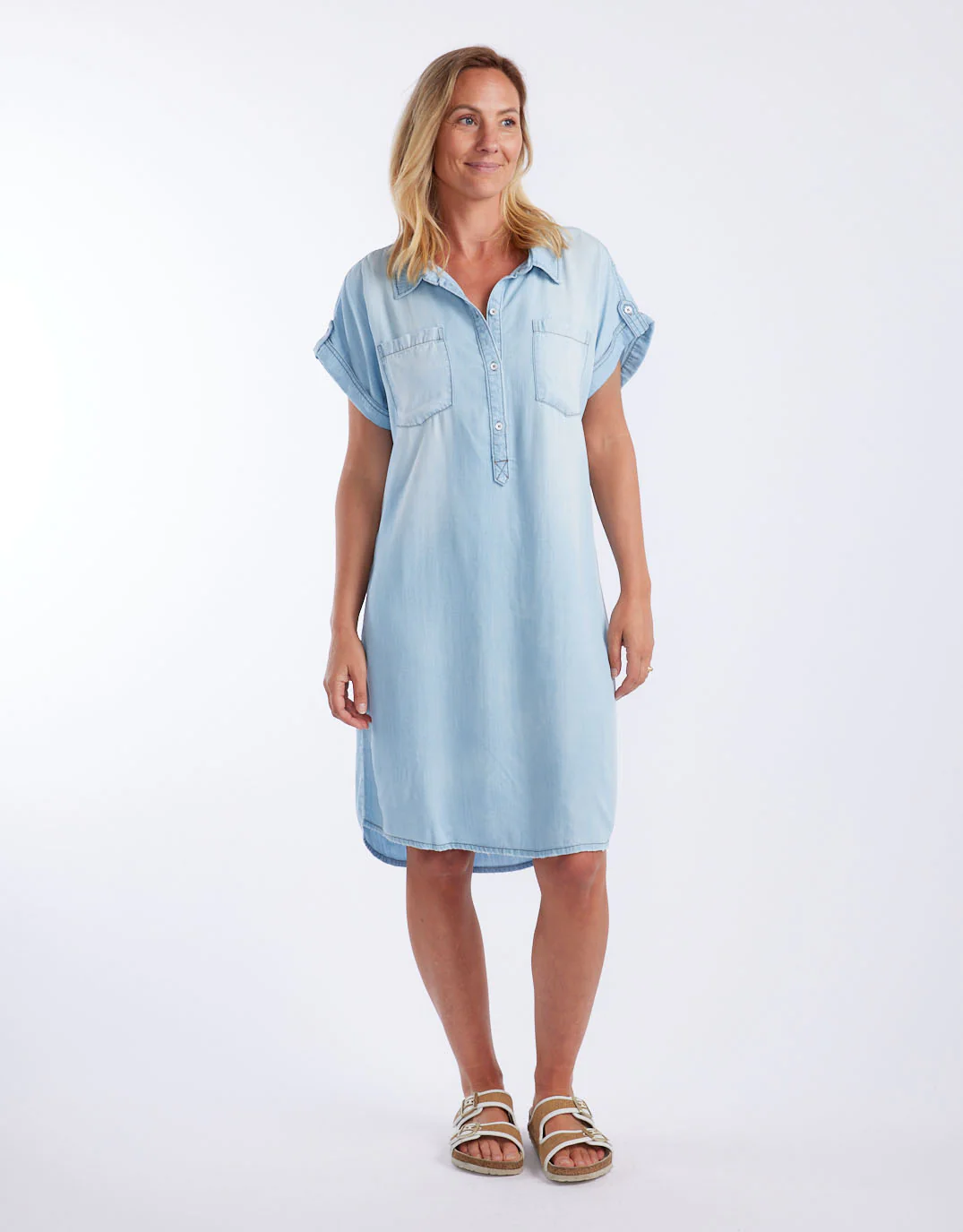 Amber Vintage Denim Dress - Light Wash - Image 7