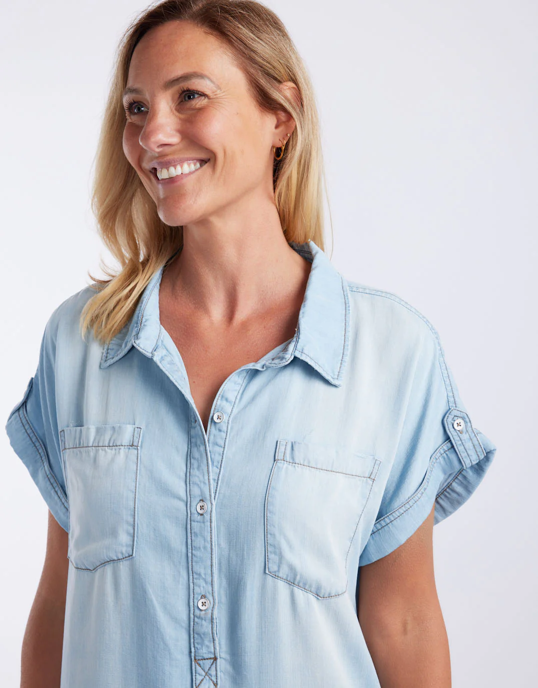 Amber Vintage Denim Dress - Light Wash - Image 8