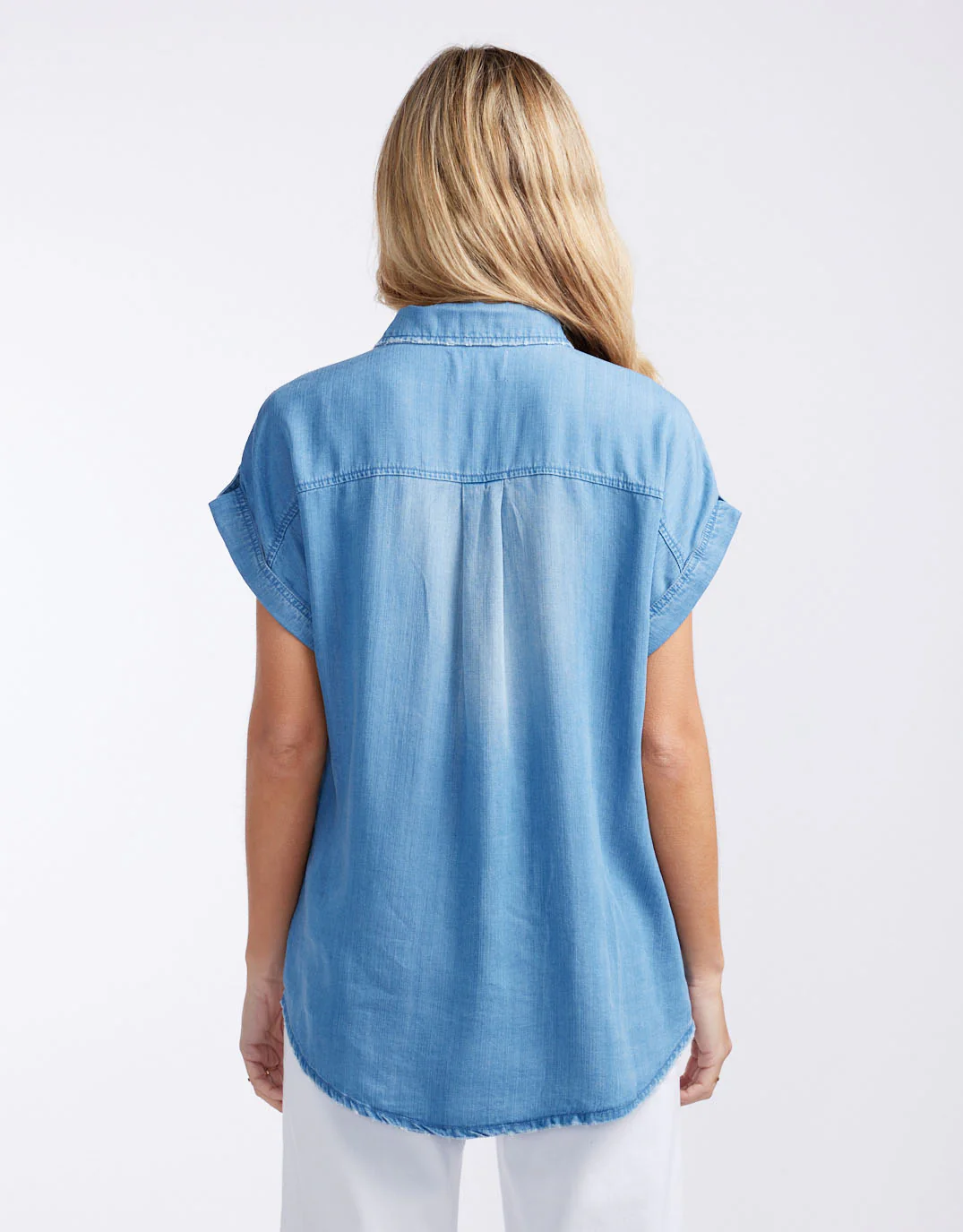 Amber Vintage Denim Short Sleeve Shirt - Chambray - Image 12