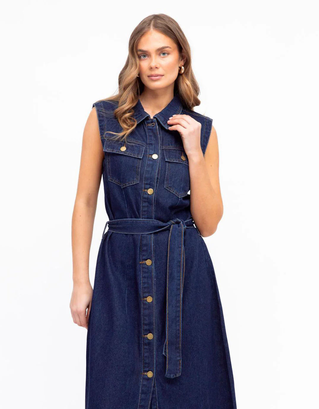 Audrey Denim Midi Dress - Indigo - Image 2