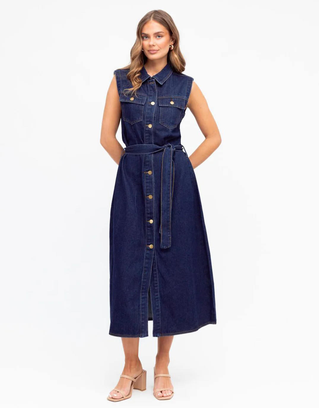 Audrey Denim Midi Dress - Indigo - Image 3