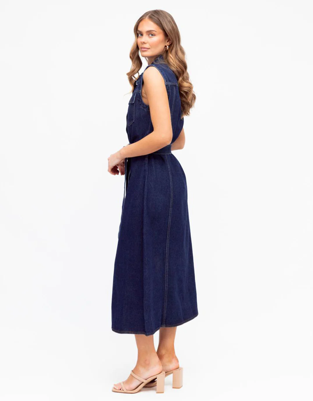 Audrey Denim Midi Dress - Indigo - Image 4