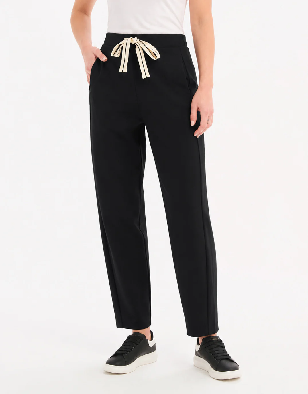Barrel Leg Lounge Pant - Black / Cream Stripe