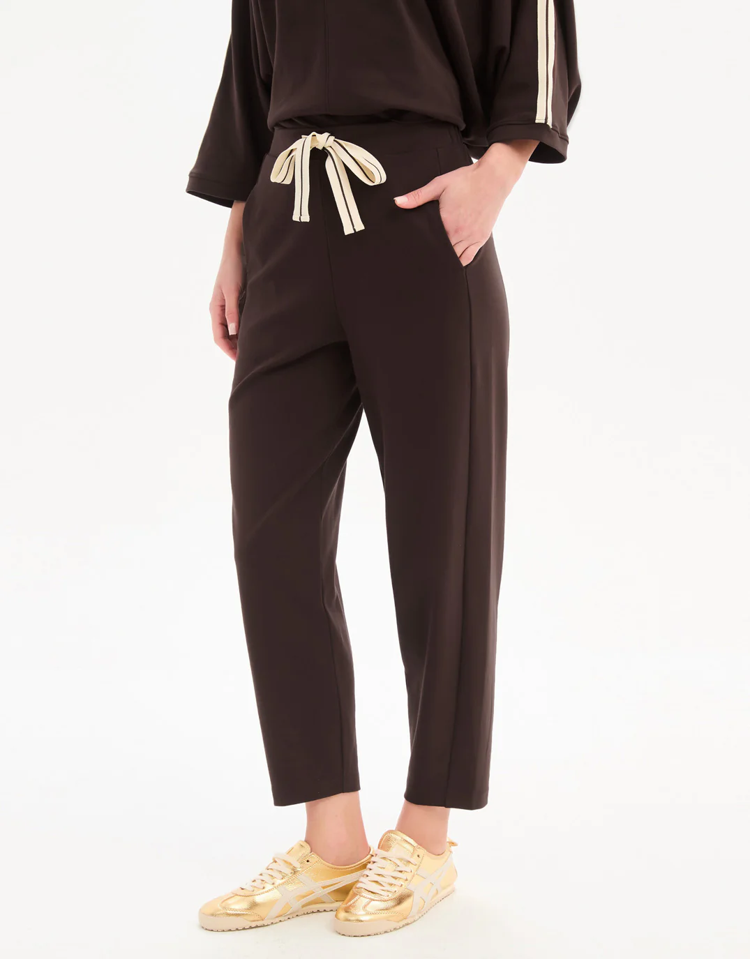 Barrel Leg Lounge Pant - Chocolate / Cream Stripe