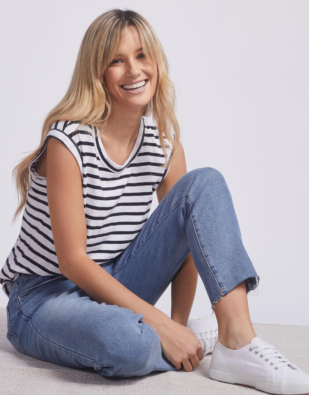 Cali Tank Top - Black/White Stripe - Image 4