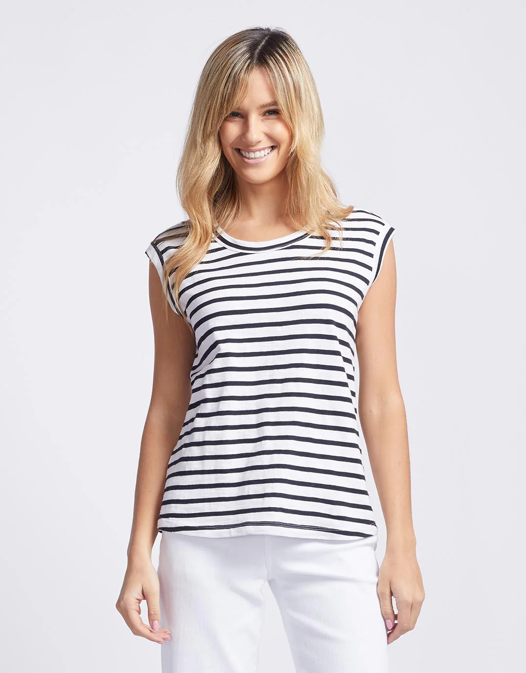 Cali Tank Top - Black/White Stripe - Image 7