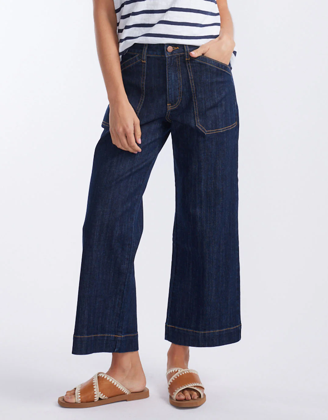 Catalina Cropped Wide Leg Jean - Indigo