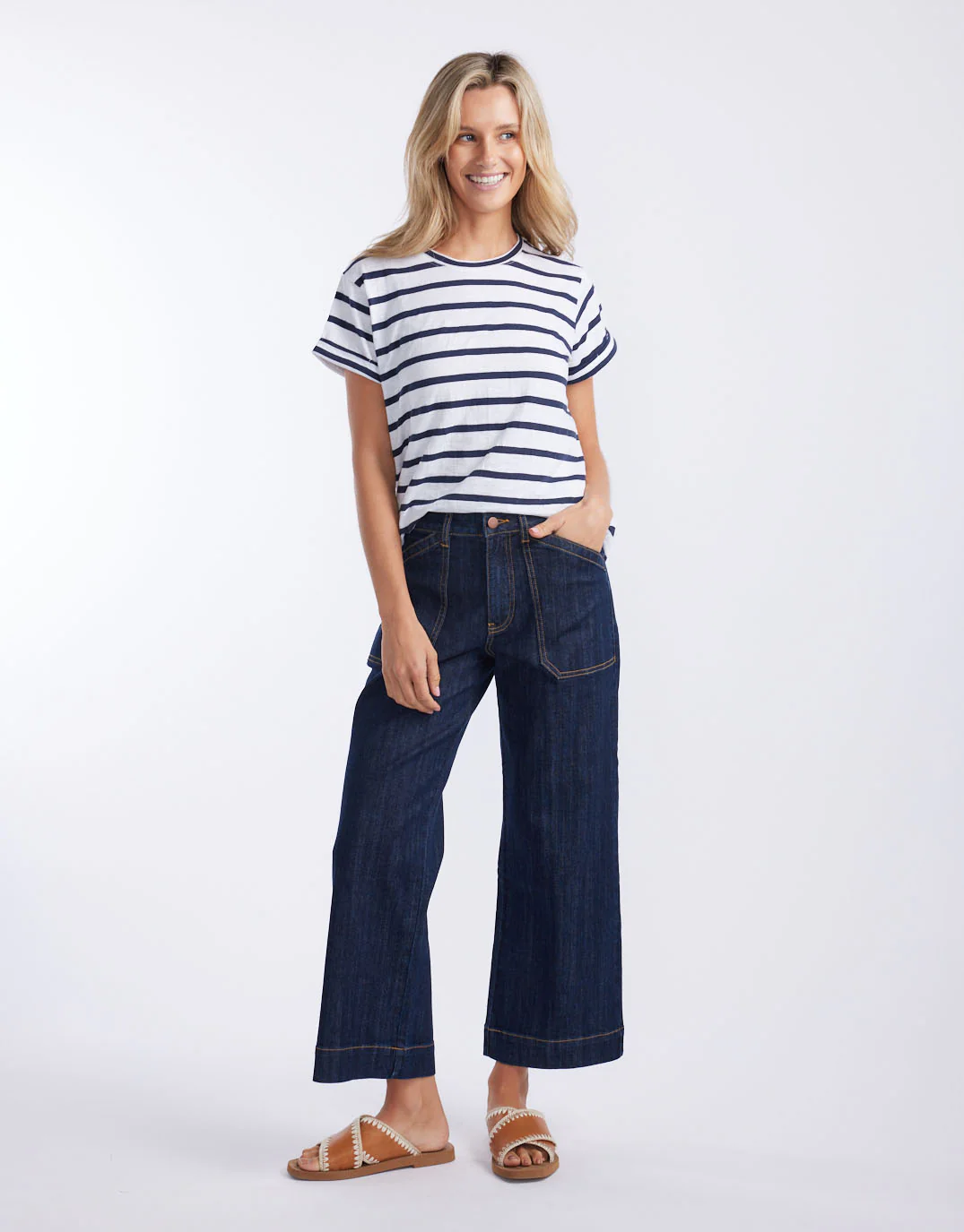 Catalina Cropped Wide Leg Jean - Indigo - Image 2