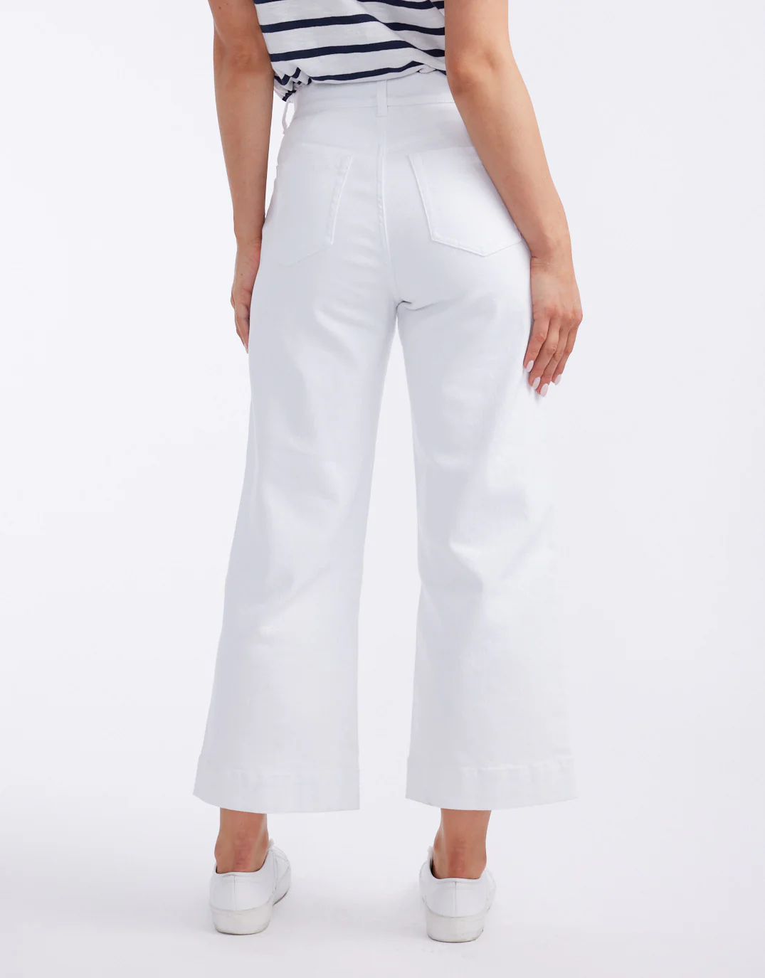 Catalina Cropped Wide Leg Jeans - White - Image 12