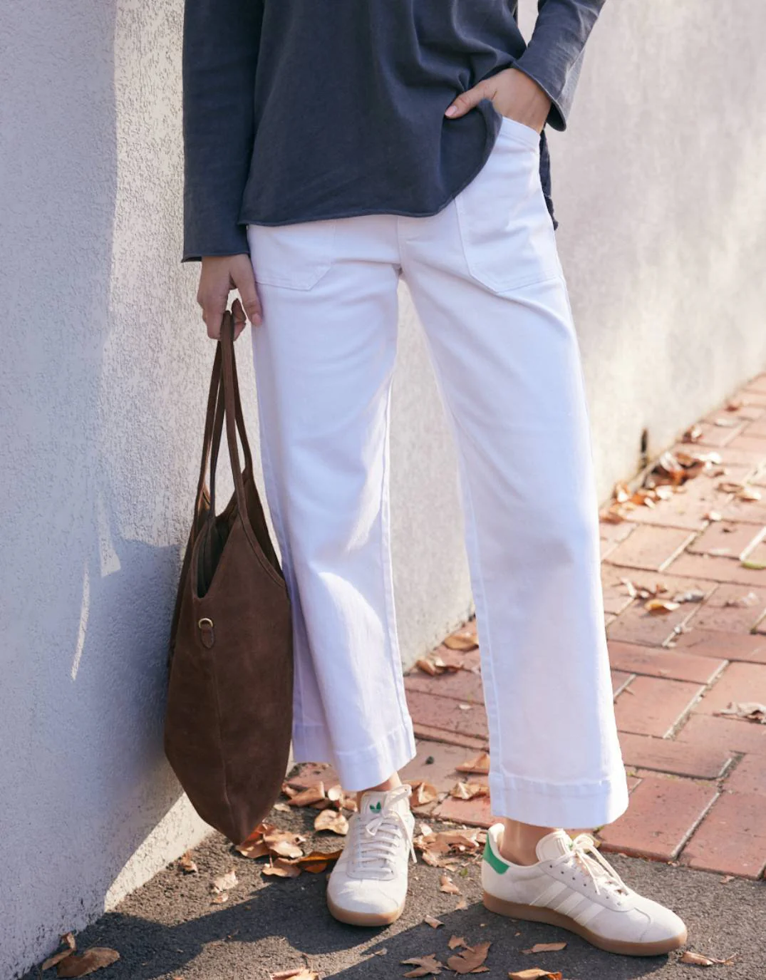 Catalina Cropped Wide Leg Jeans - White - Image 13