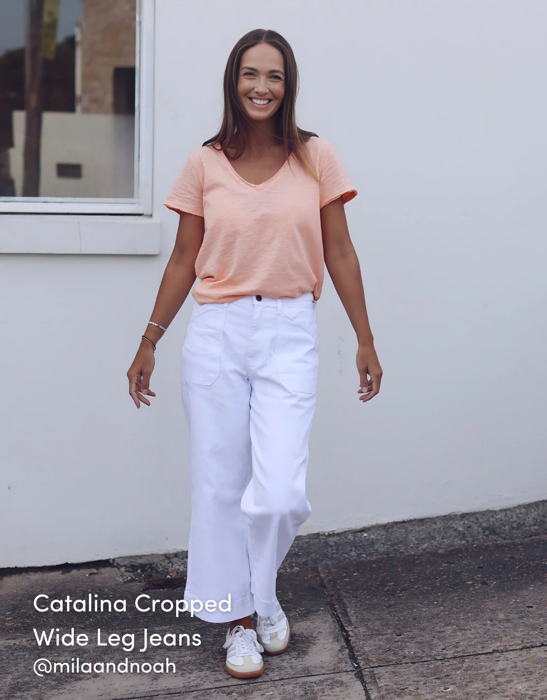 Catalina Cropped Wide Leg Jeans - White - Image 15