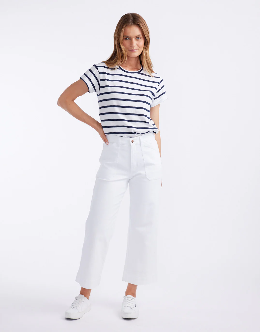 Catalina Cropped Wide Leg Jeans - White - Image 5