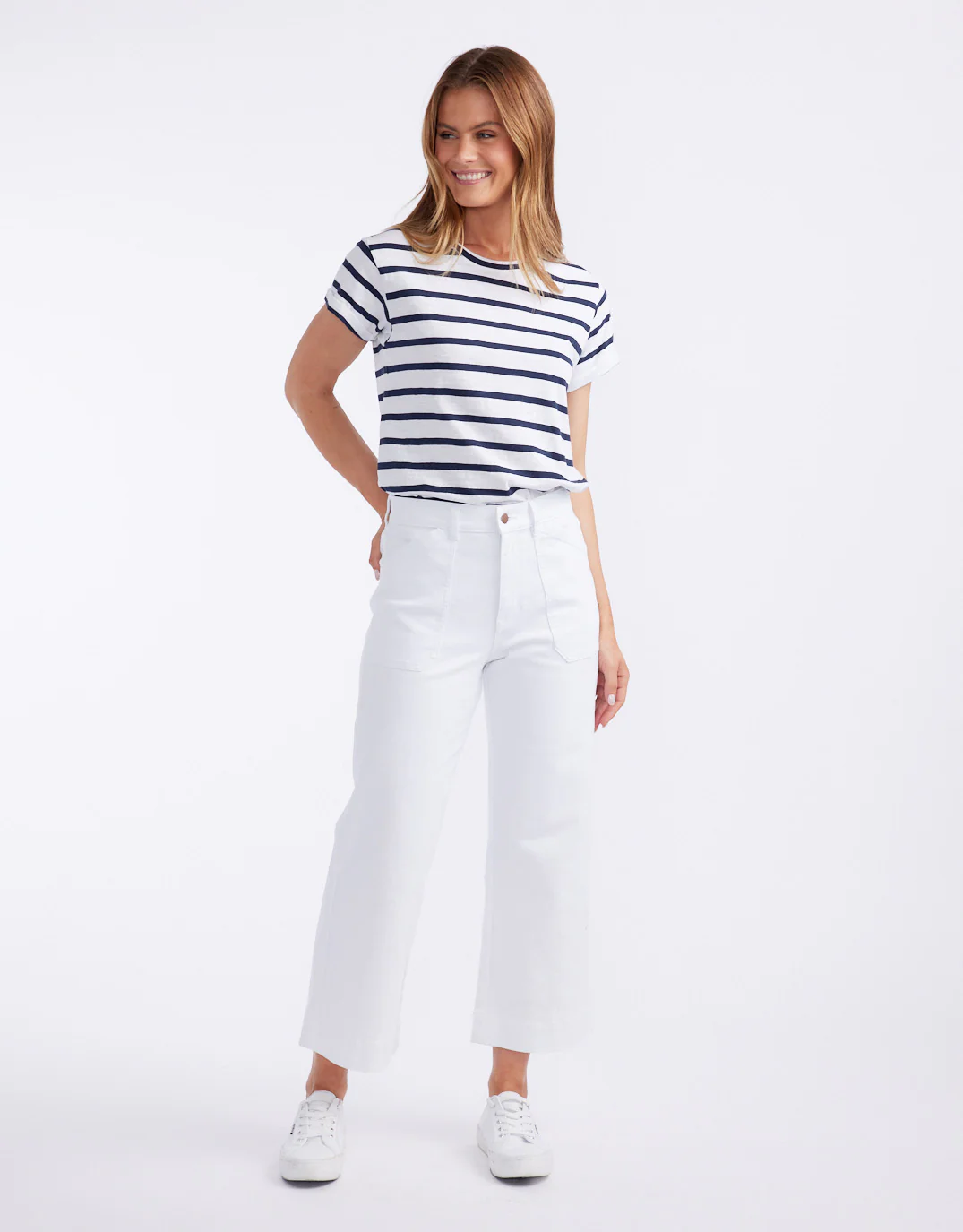 Catalina Cropped Wide Leg Jeans - White - Image 7