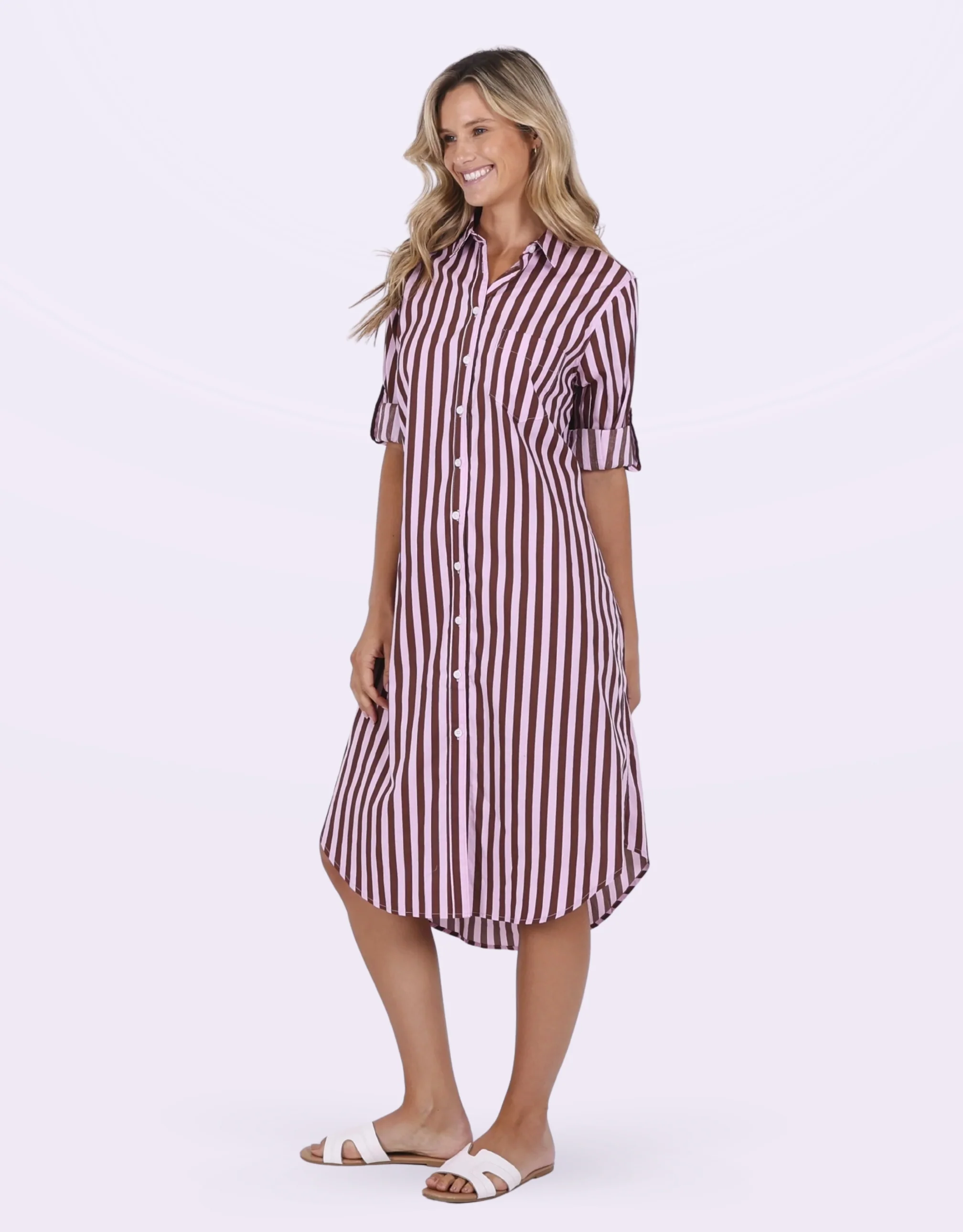 Chelsey Stripe Dress - Choc Stripe - Image 2