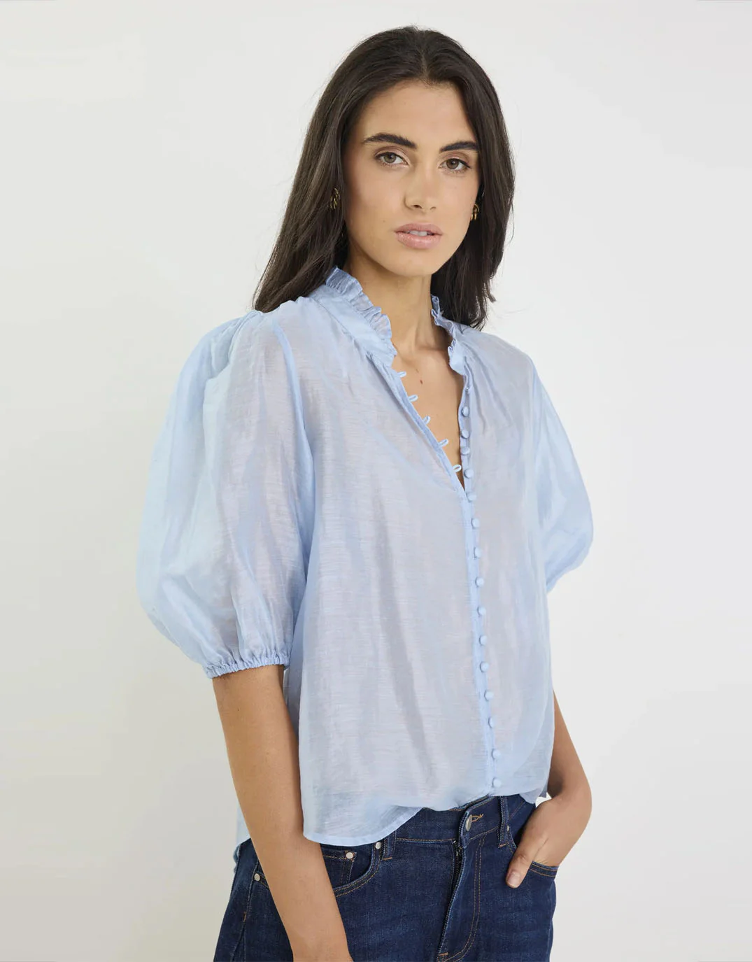 Continuance Short Sleeve Top - Pale Blue - Image 2