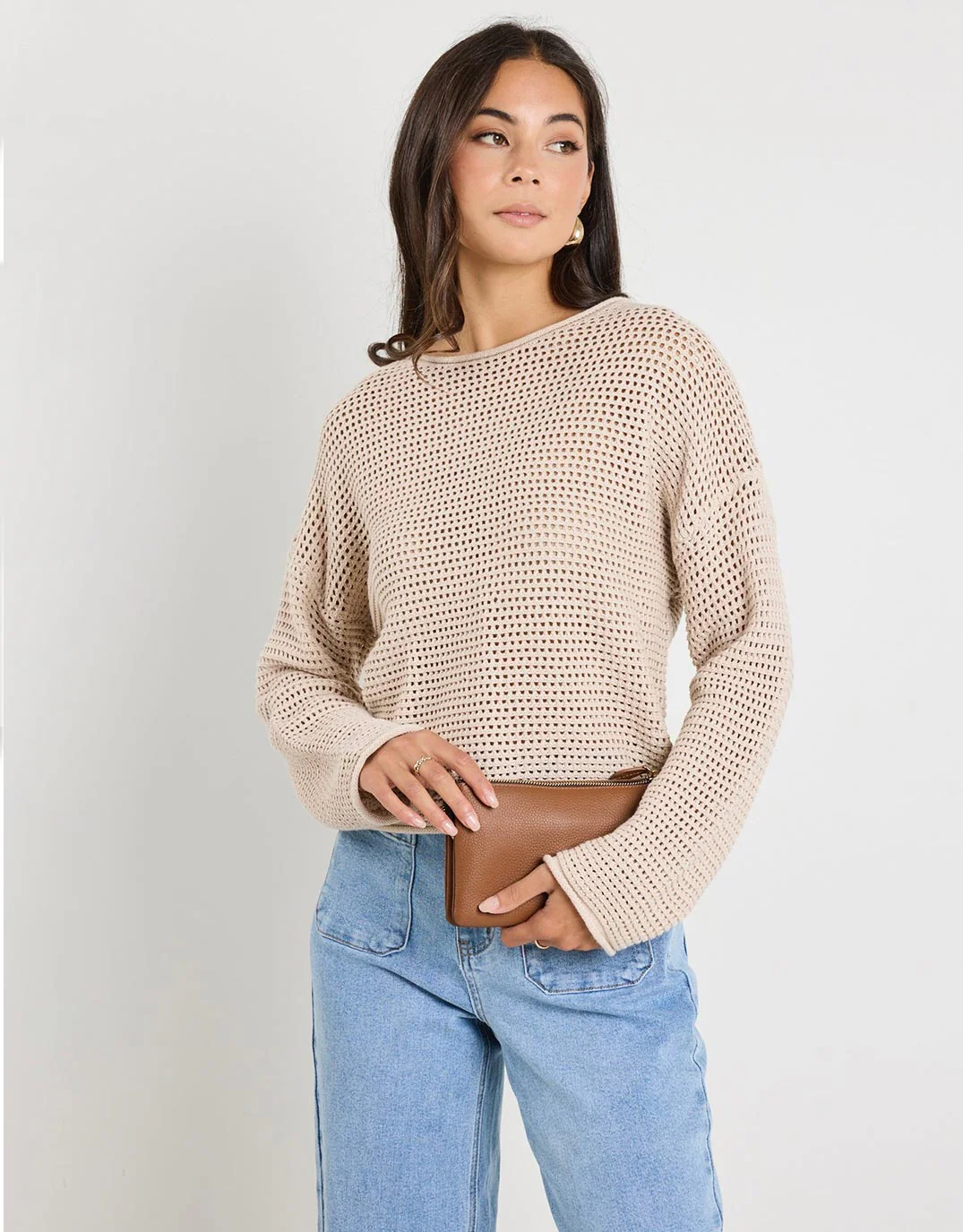 Dawn Crochet Knit Jumper - String - Image 2