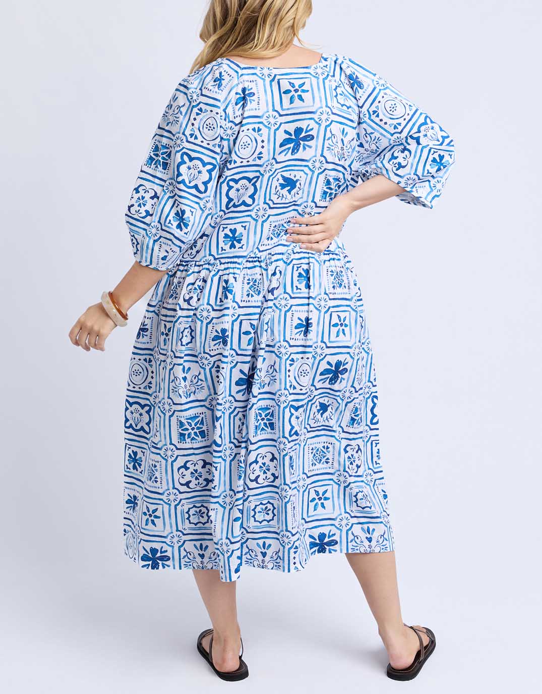 Dolce Tile Midi Dress - Ocean Tile Print - Image 7
