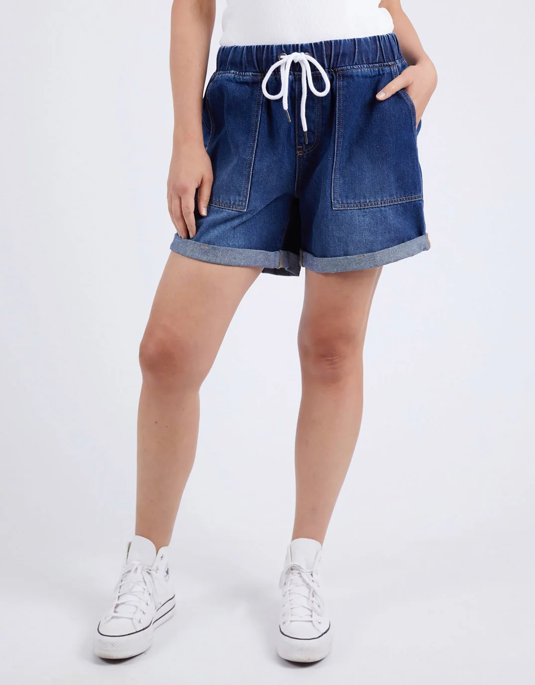 Emma Relaxed Denim Short - Dark Blue Wash - Image 8