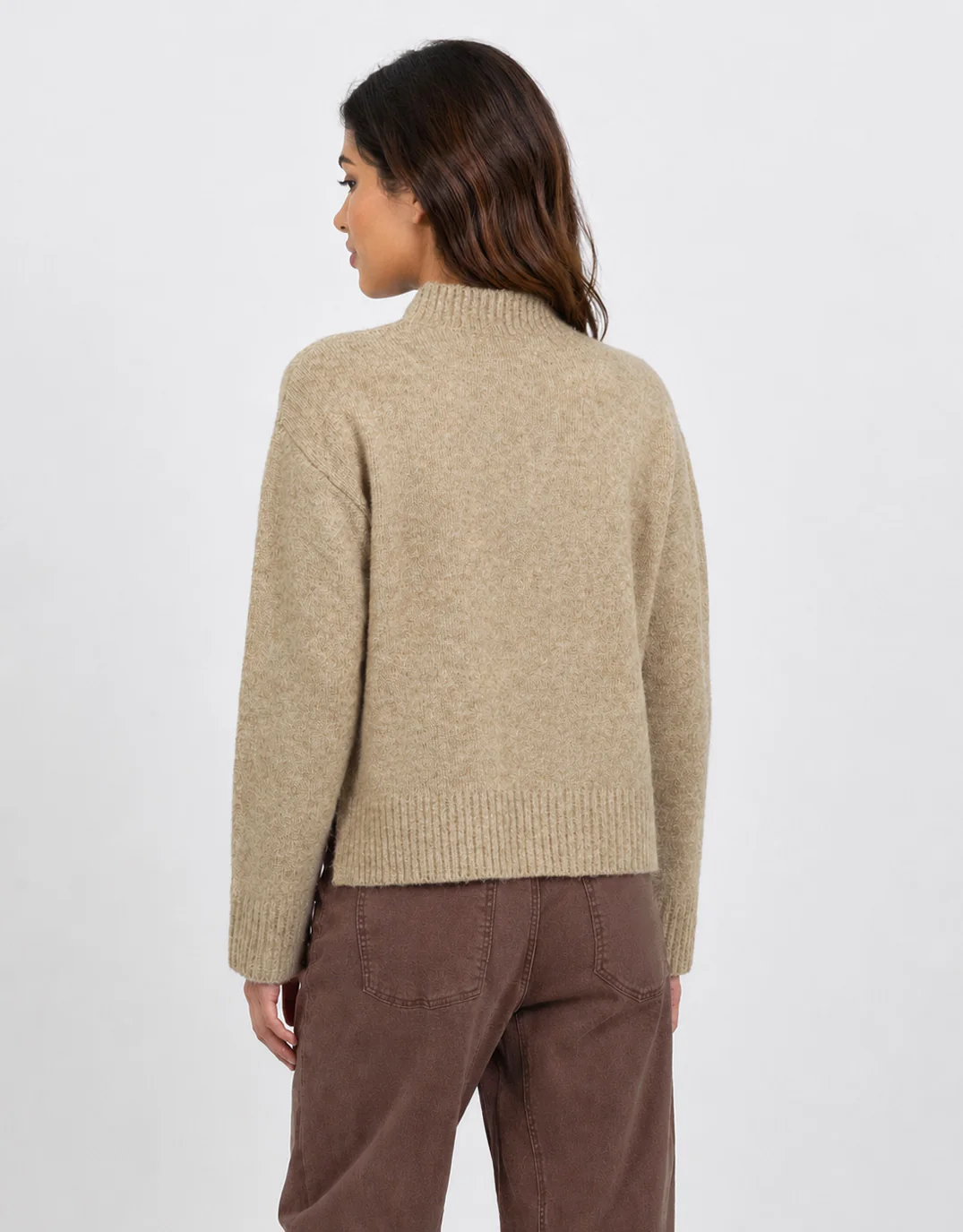 Forage Mock Neck Long Sleeve Jumper - Biscuit - Image 4