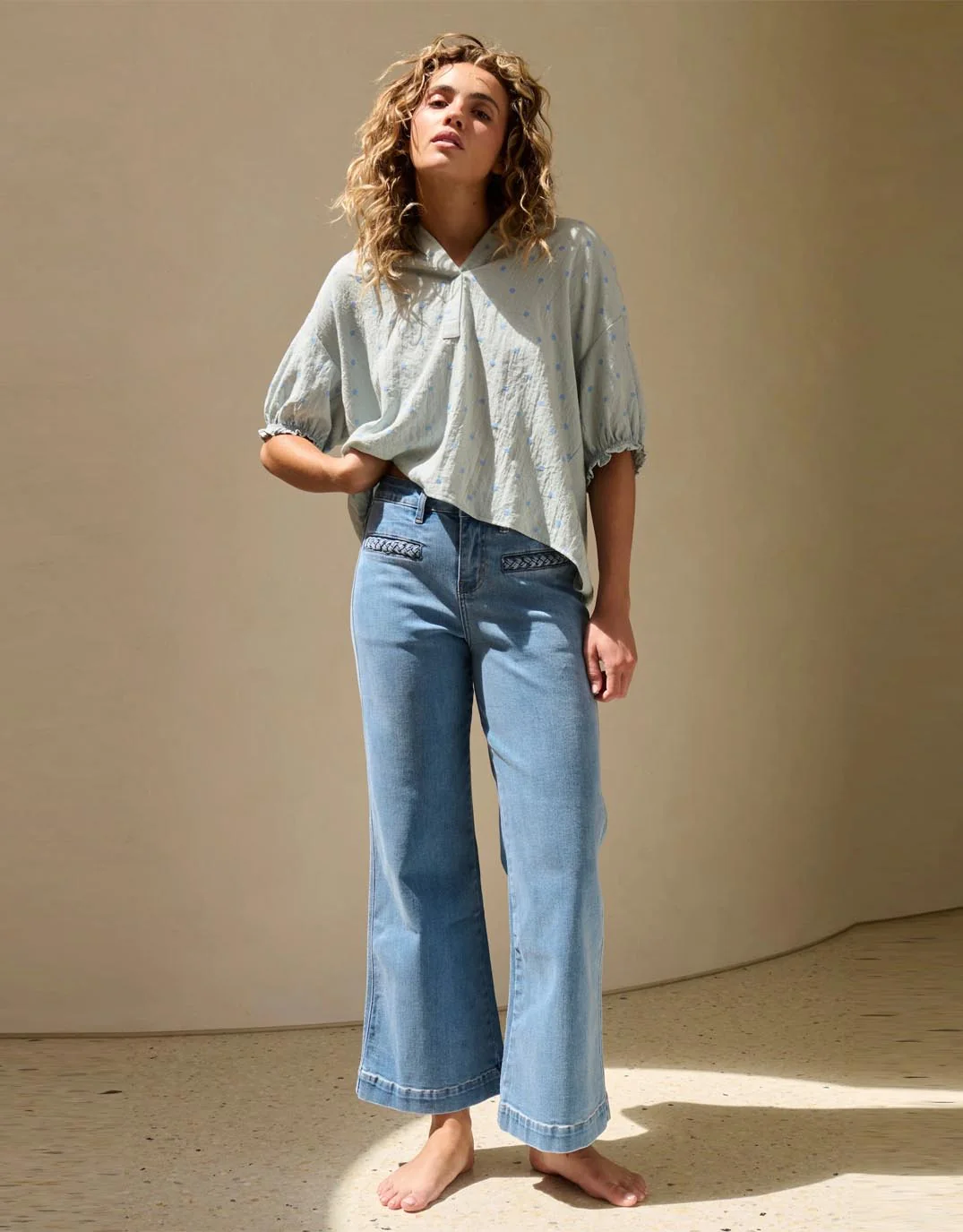 Freya Plait Pocket Jean - 70s Blue - Image 2