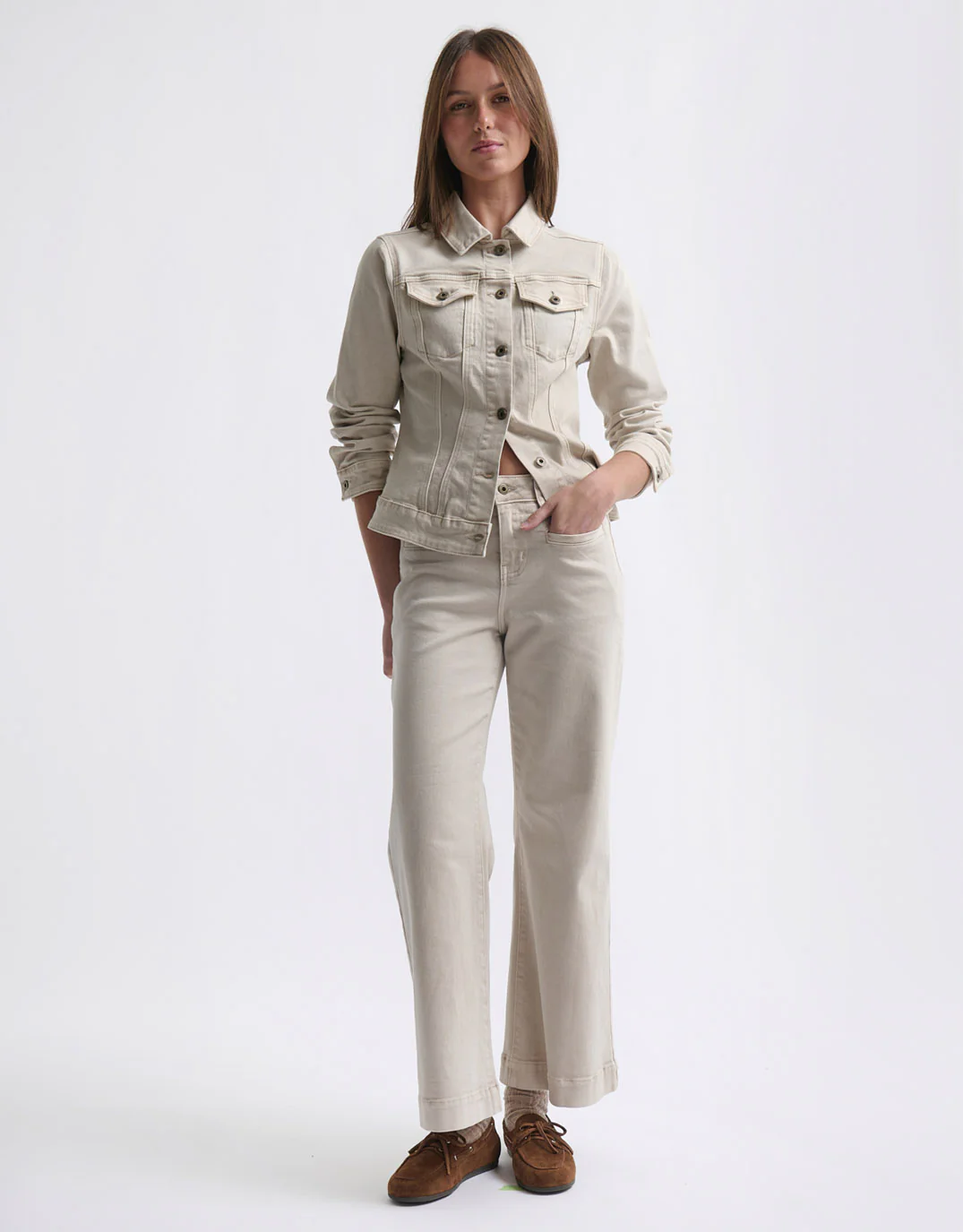 Freya Welt Pocket Jean - Sand - Image 2