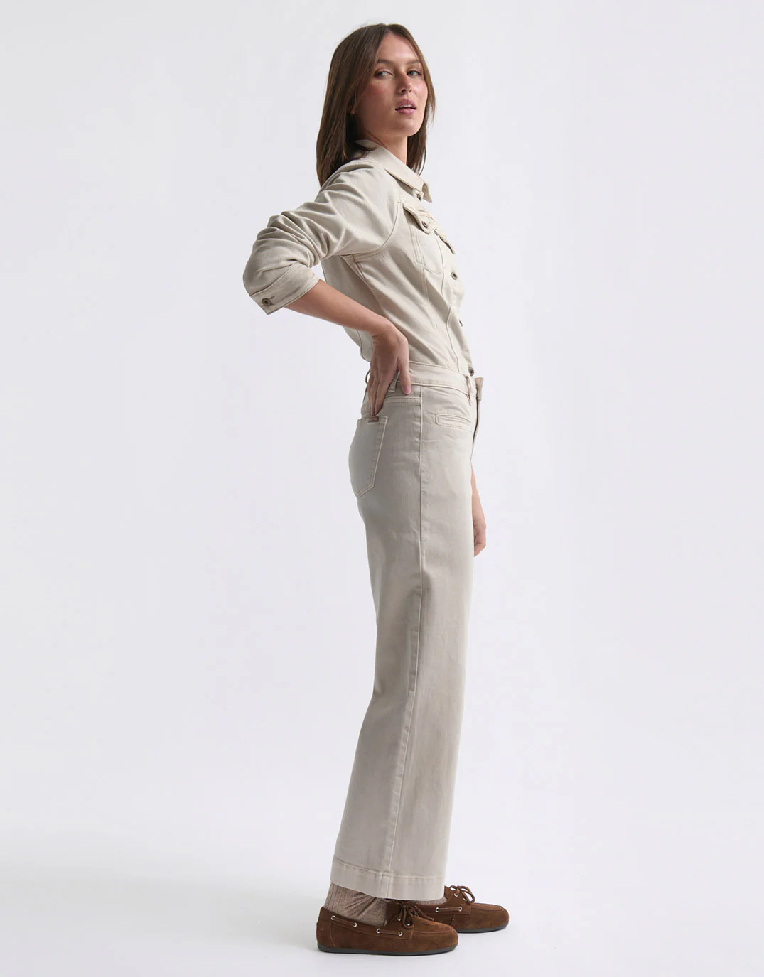 Freya Welt Pocket Jean - Sand - Image 3