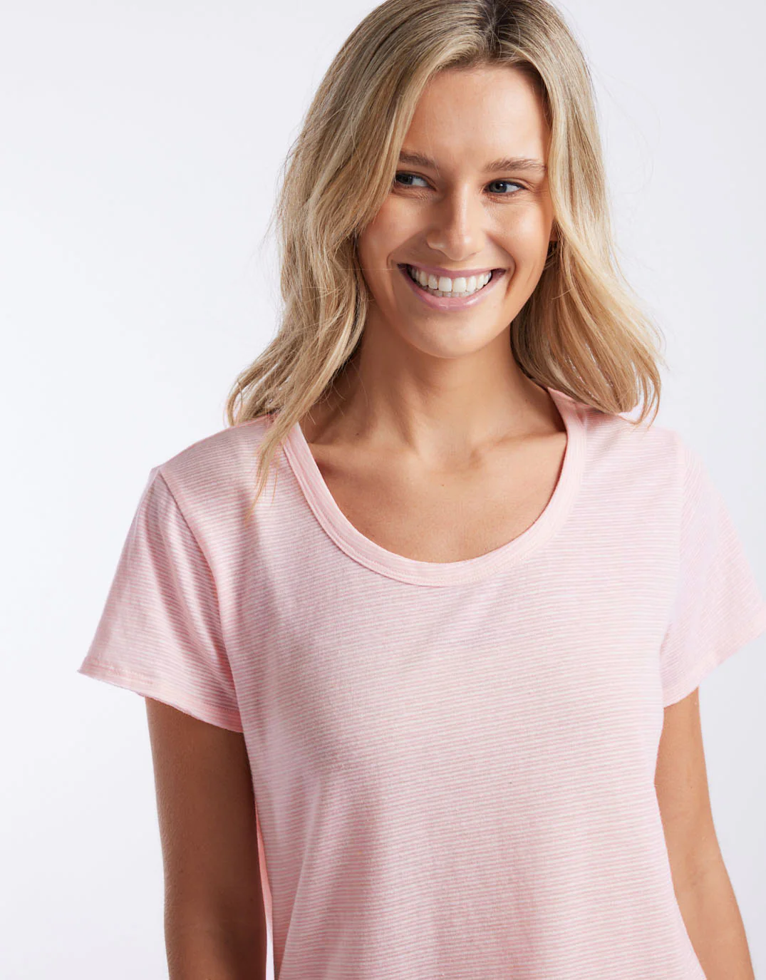 Gelati Stripe Round Neck Tee - Ice Pink Stripe - Image 2