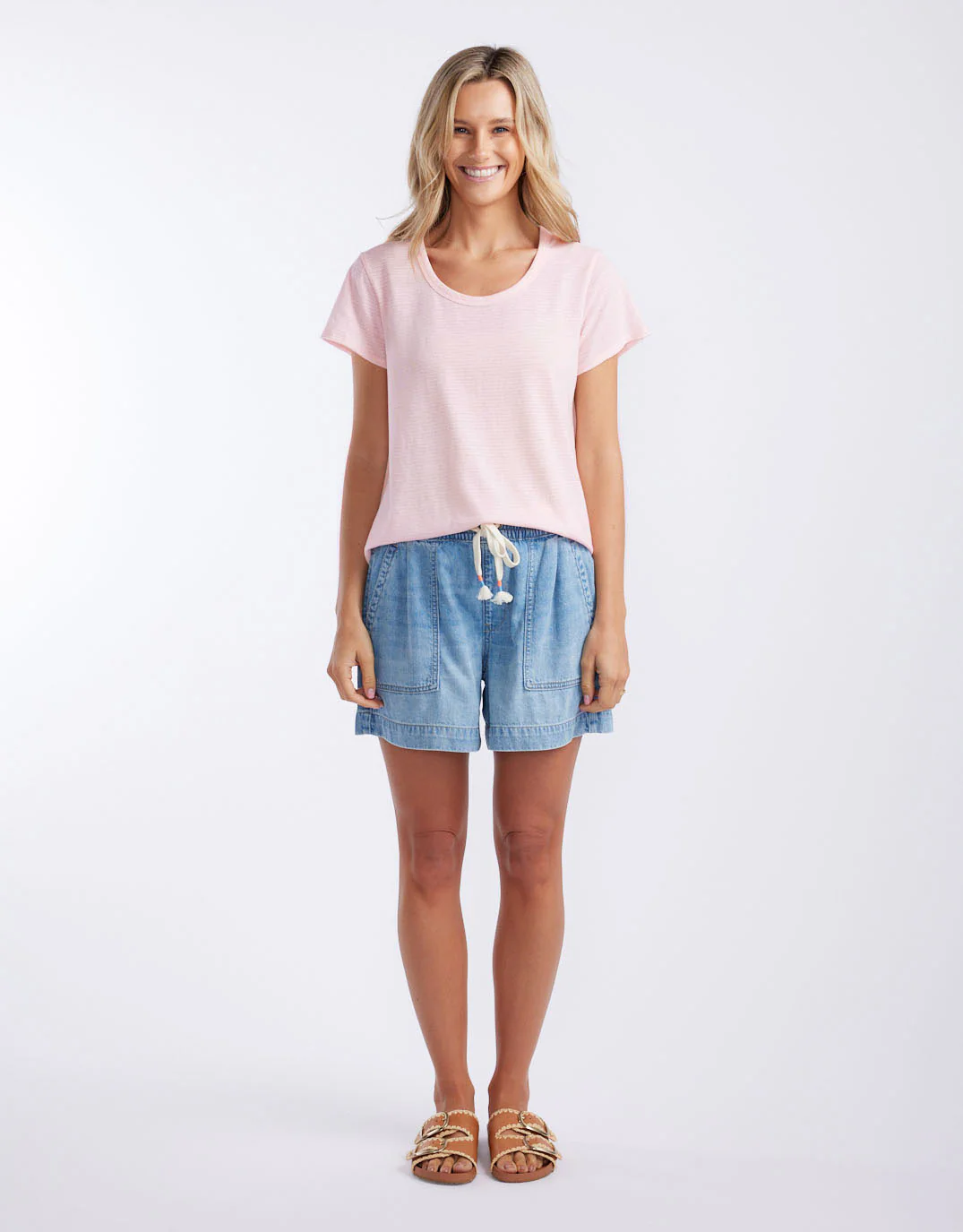 Gelati Stripe Round Neck Tee - Ice Pink Stripe - Image 4