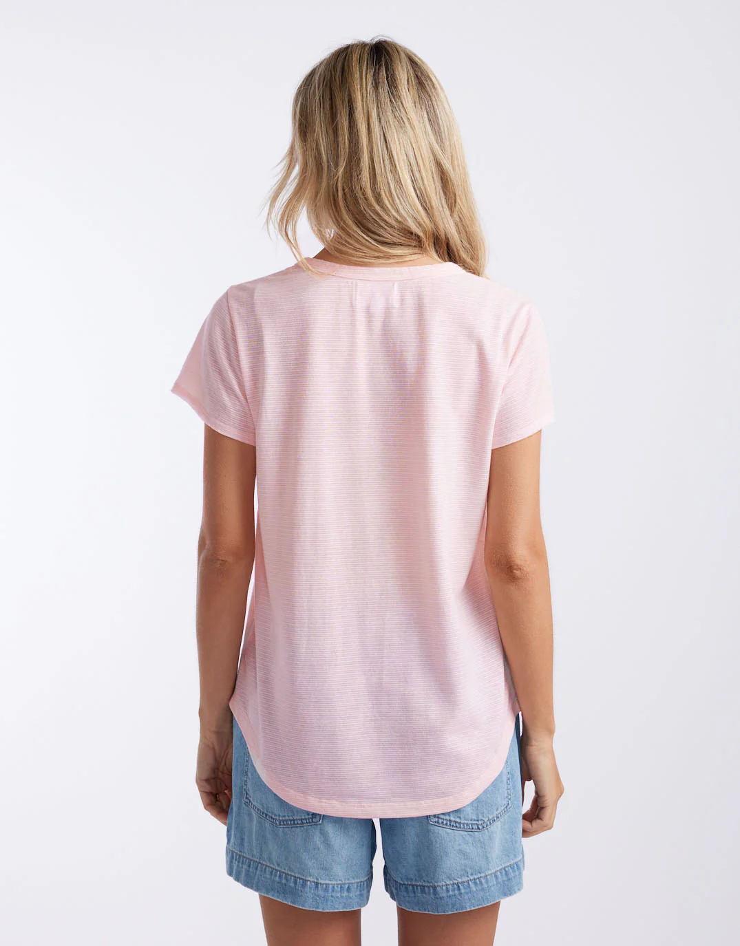 Gelati Stripe Round Neck Tee - Ice Pink Stripe - Image 5