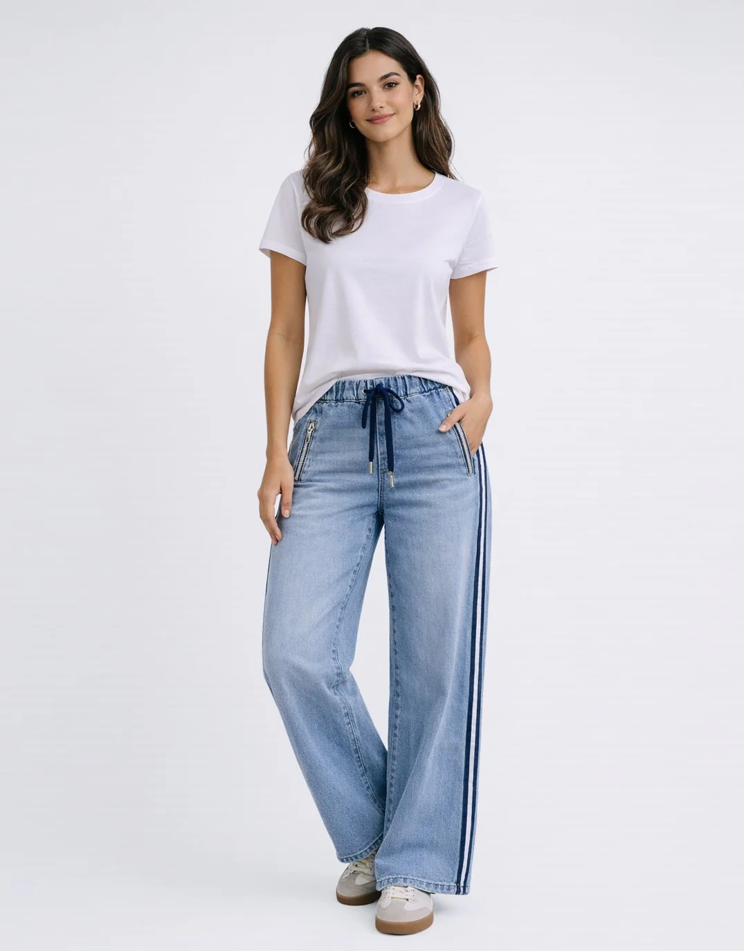 Glam Track - Navy Stripe Jean