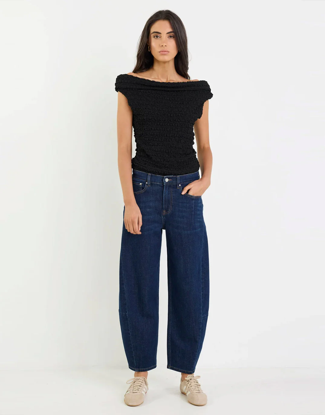 Graduate Stretch Barrel Jeans - Dark Blue - Image 2