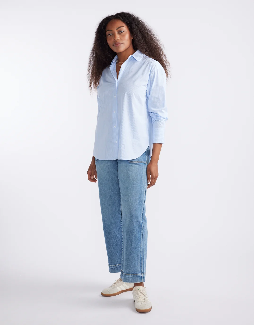 Hayley Classic Shirt - Blue Thin Stripe - Image 2