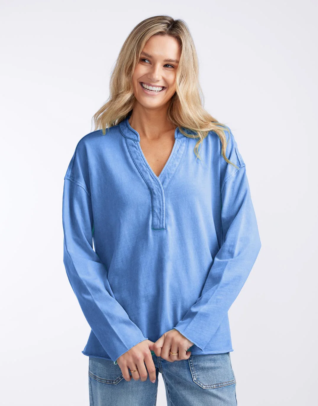 Henley Sunset Top - Danish Blue