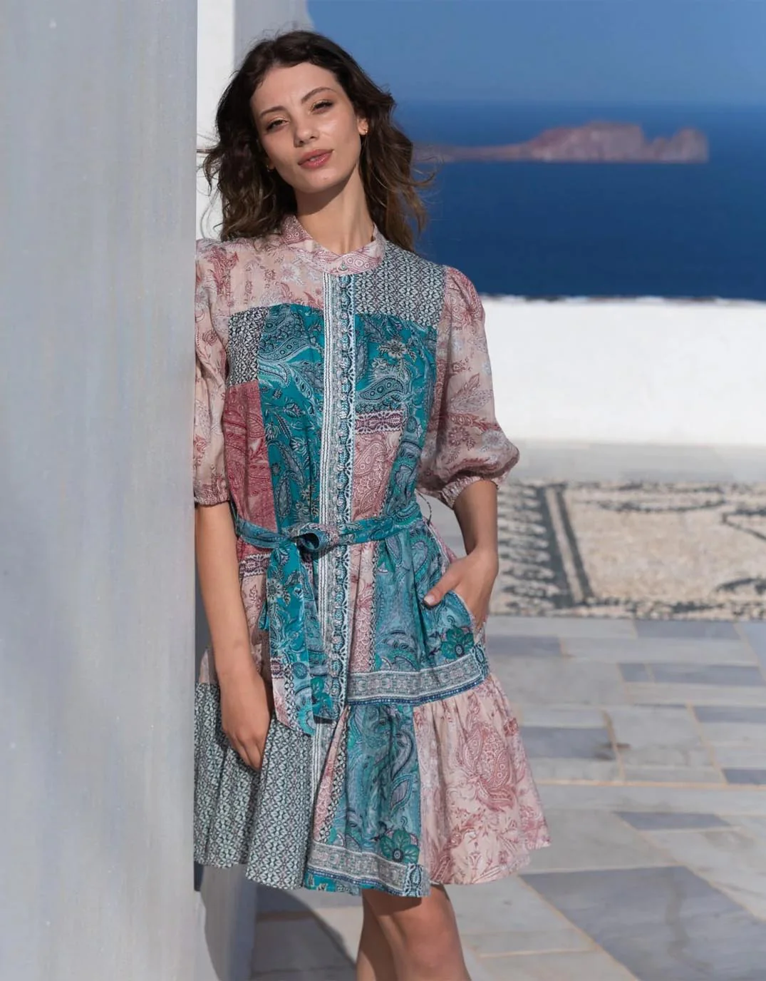 Holly Mini Dress - Paisley Mosaic