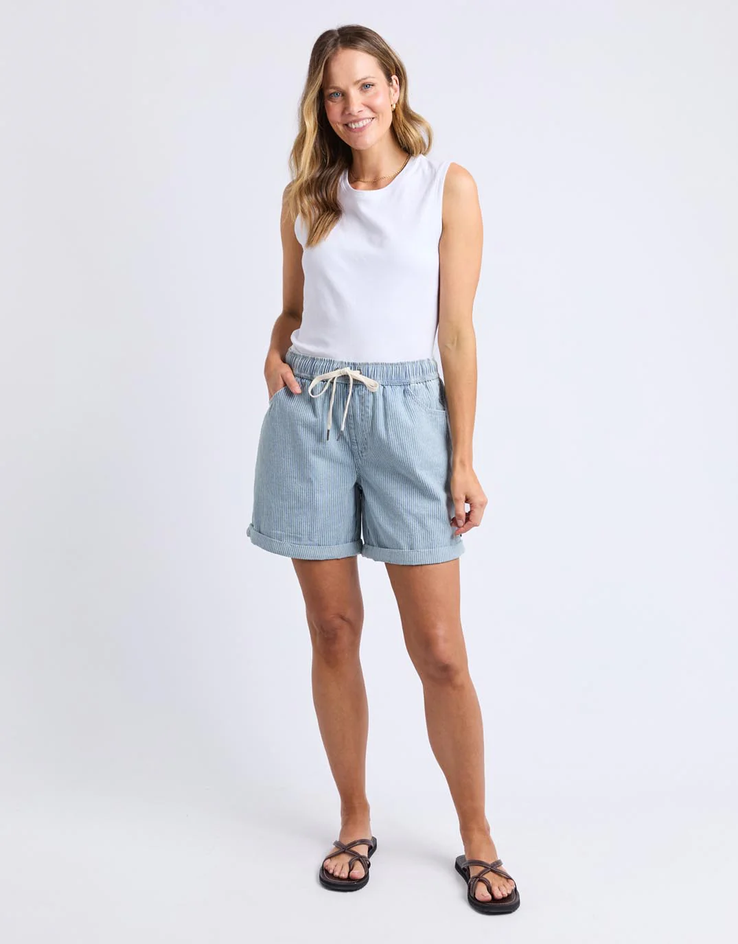 Holly Stripe Short - Blue & White Stripe - Image 4