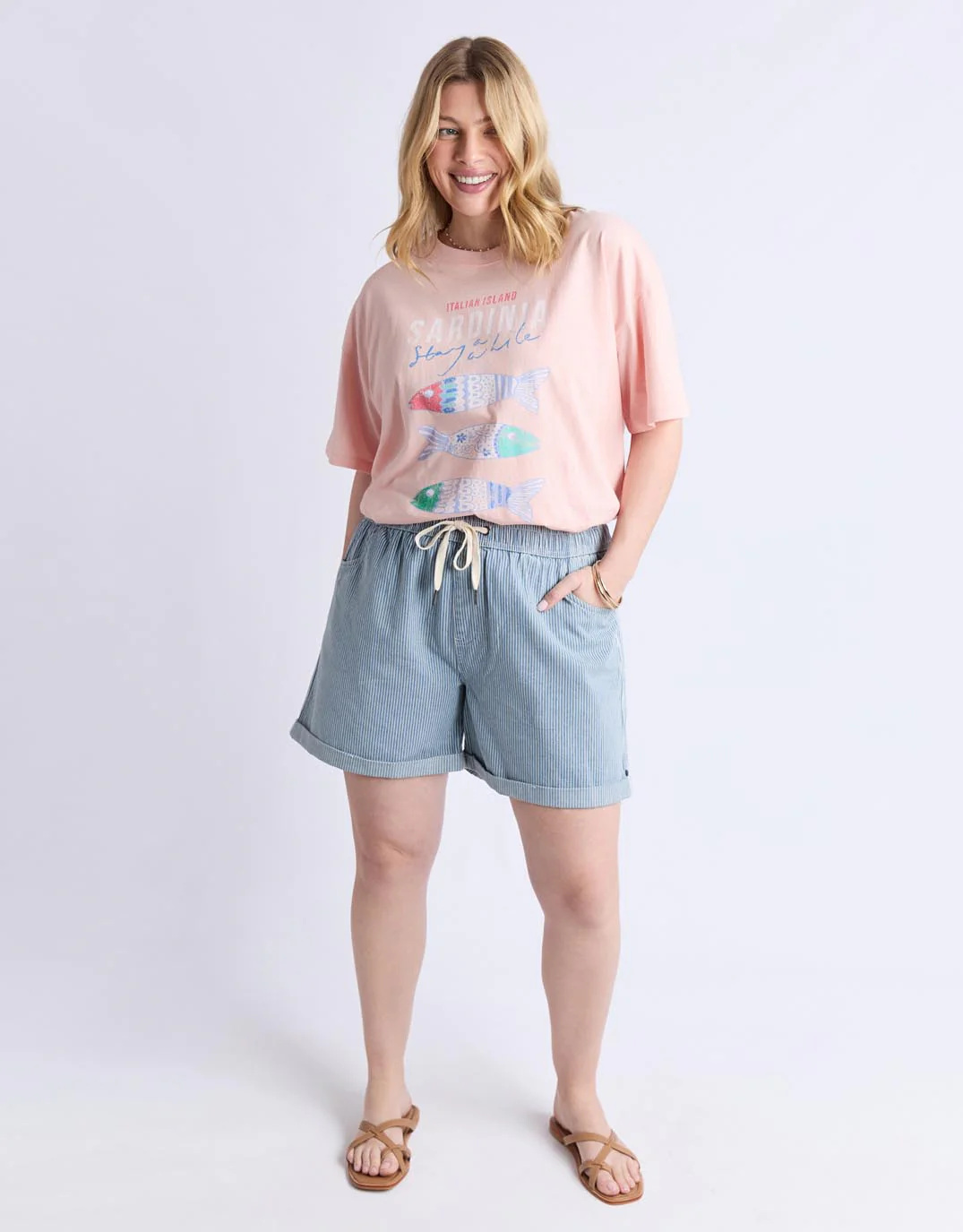 Holly Stripe Short - Blue & White Stripe - Image 5