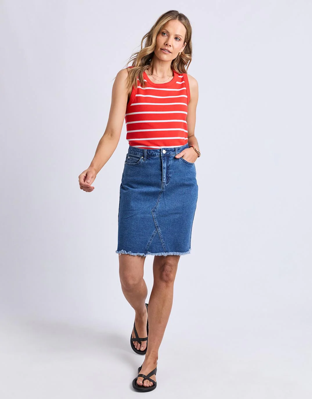 Iris Stripe Tank - Tangelo / White Stripe - Image 2