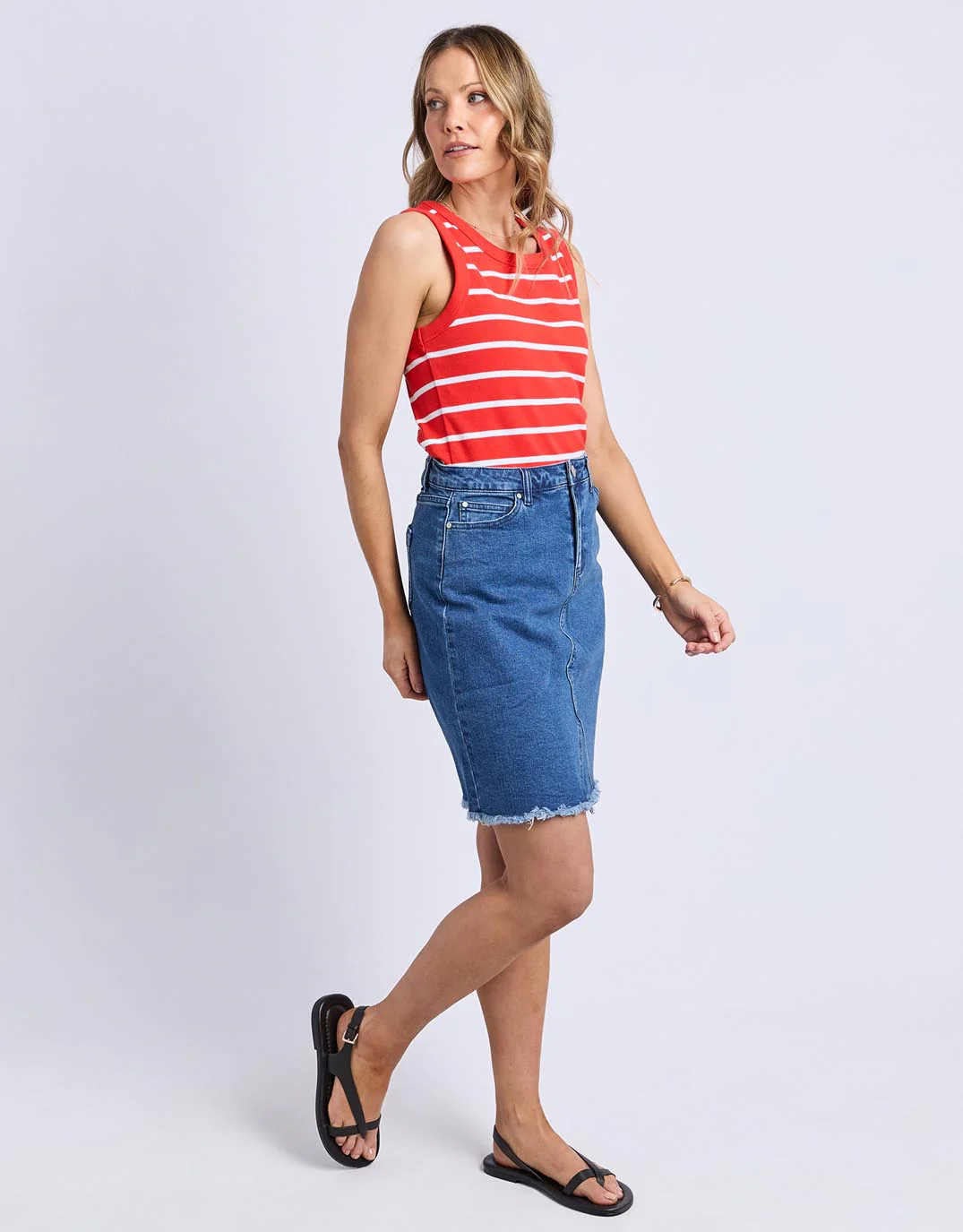 Iris Stripe Tank - Tangelo / White Stripe - Image 3