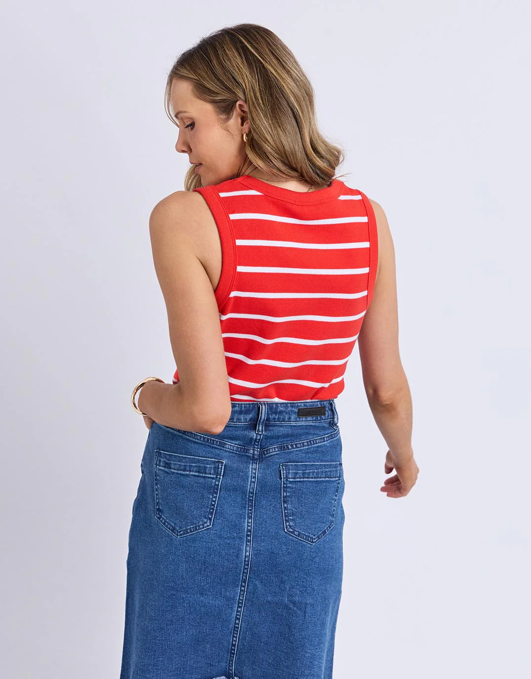 Iris Stripe Tank - Tangelo / White Stripe - Image 6