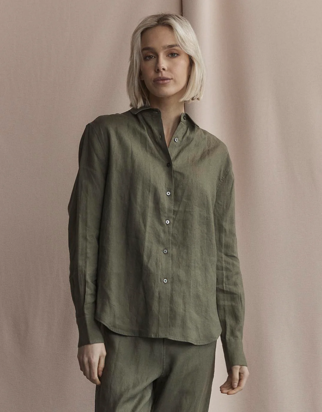 Katie Linen Shirt - Khaki - Image 4