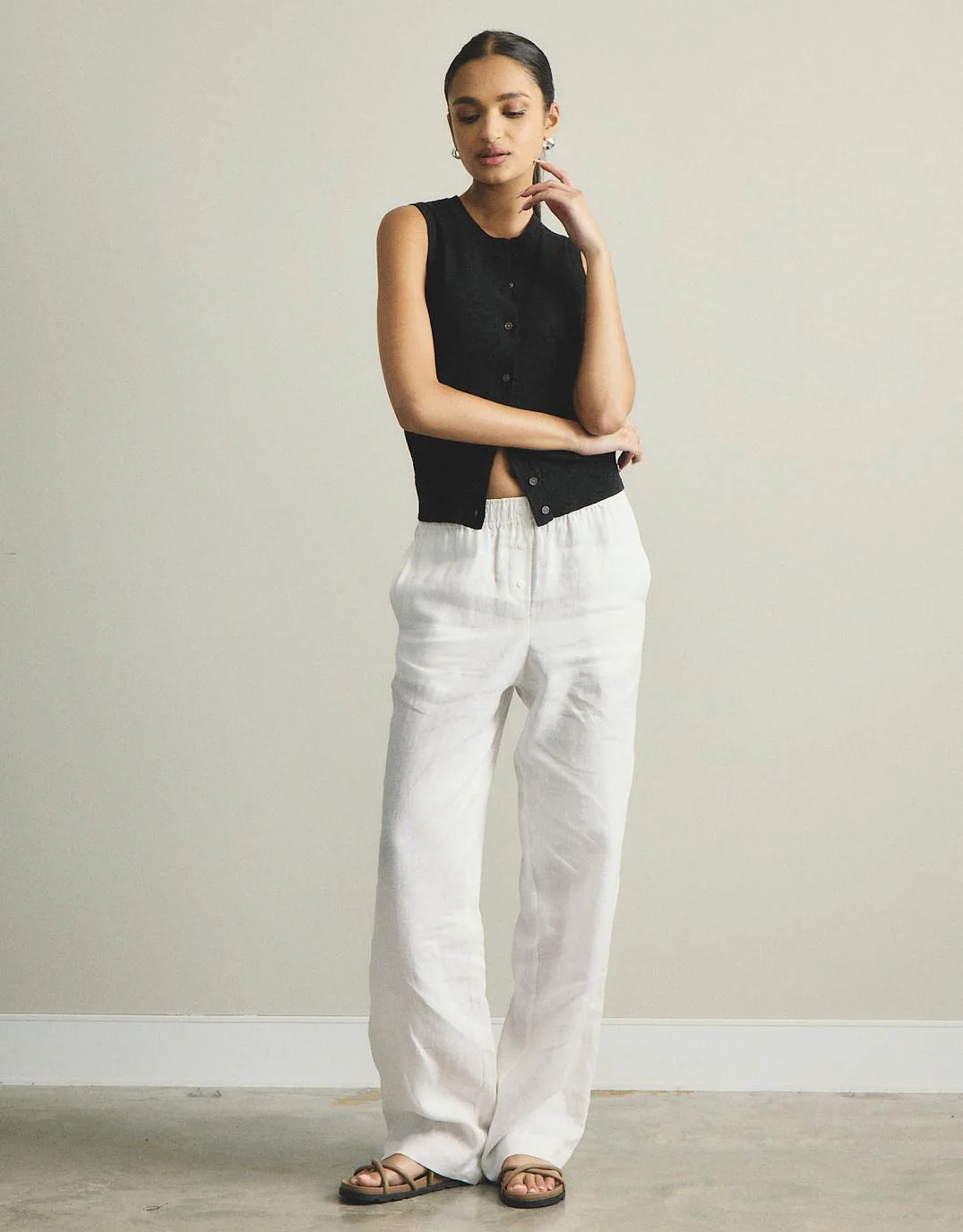 Kyra Button Tank - Black - Image 2