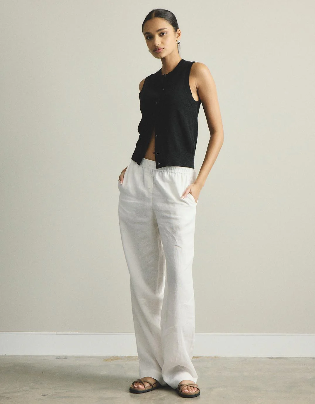 Kyra Button Tank - Black - Image 3