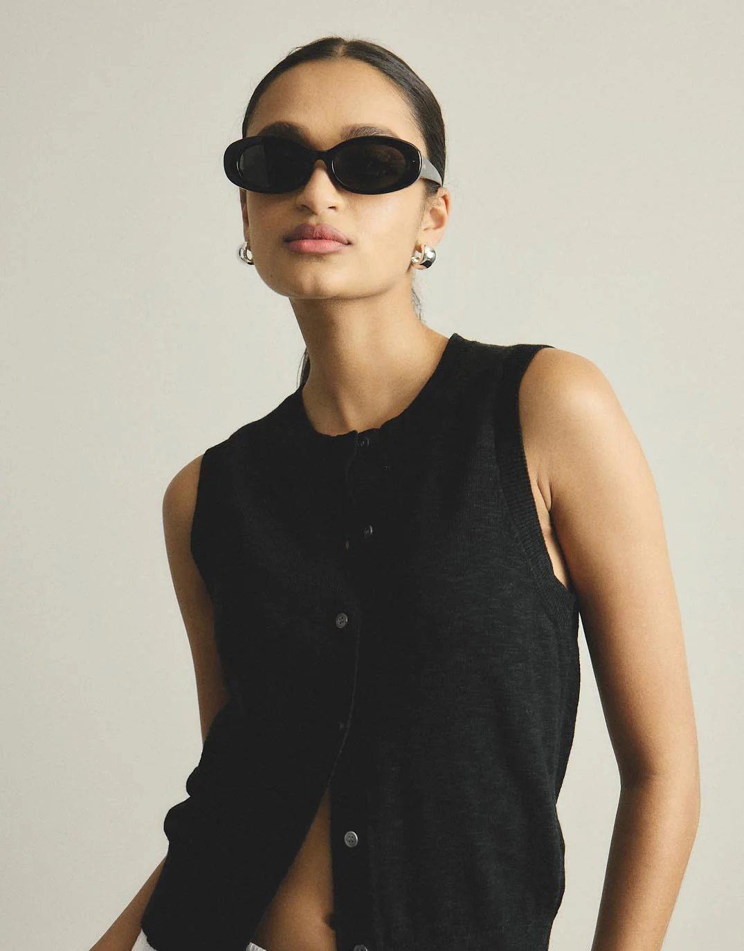 Kyra Button Tank - Black - Image 4