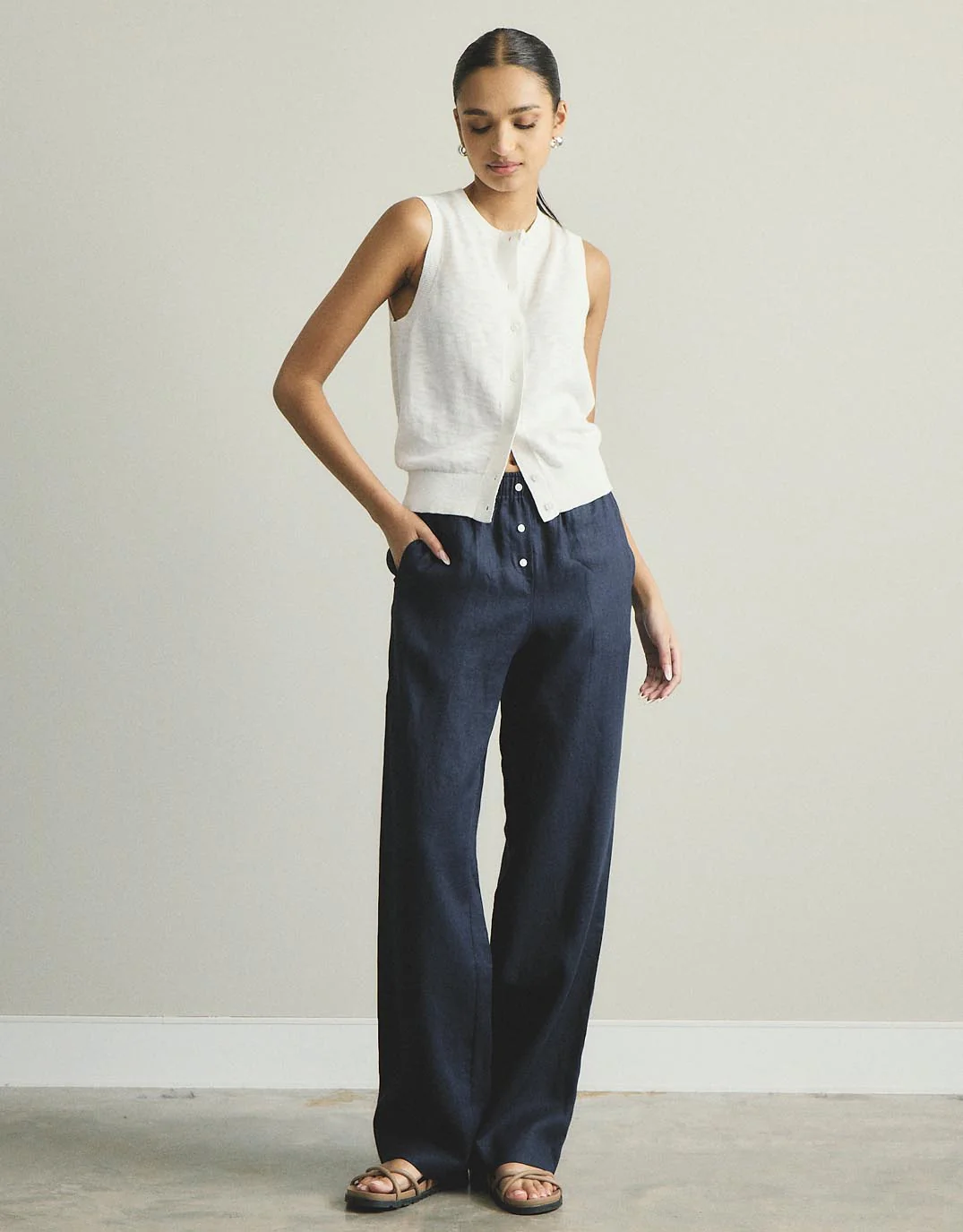 Kyra Button Tank - White - Image 2