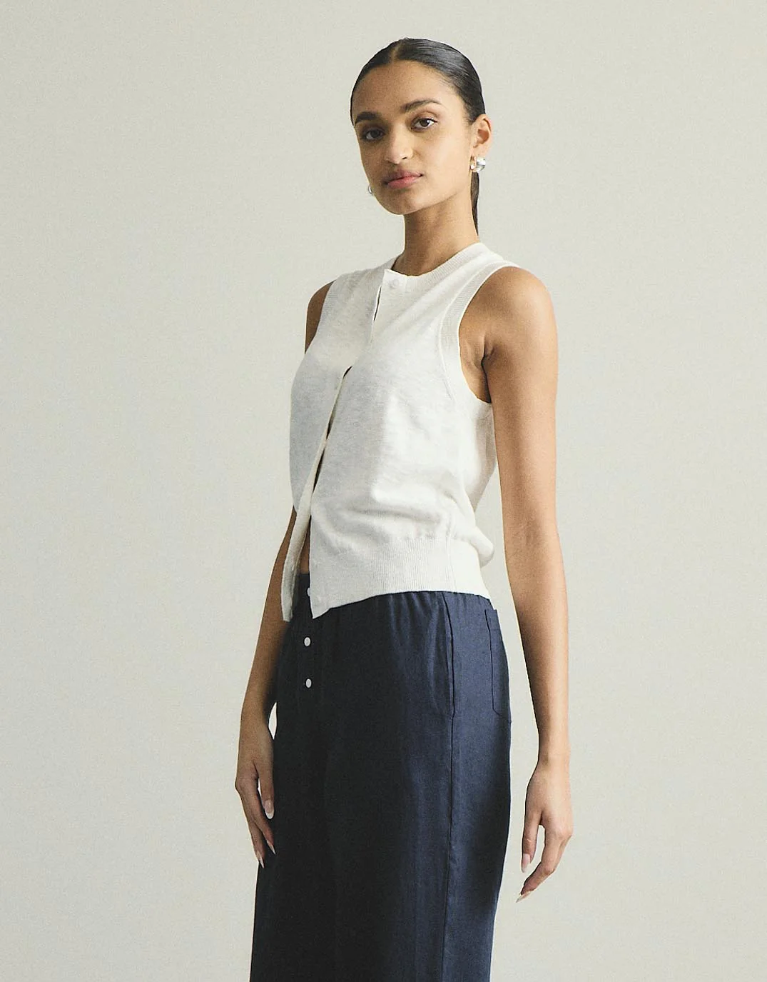 Kyra Button Tank - White - Image 3