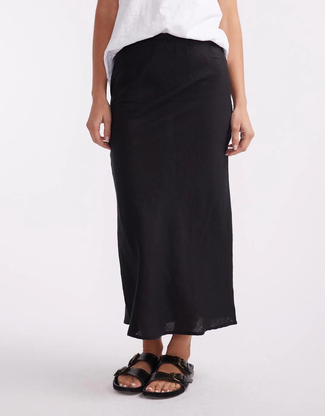 Linen Slip Skirt - Black