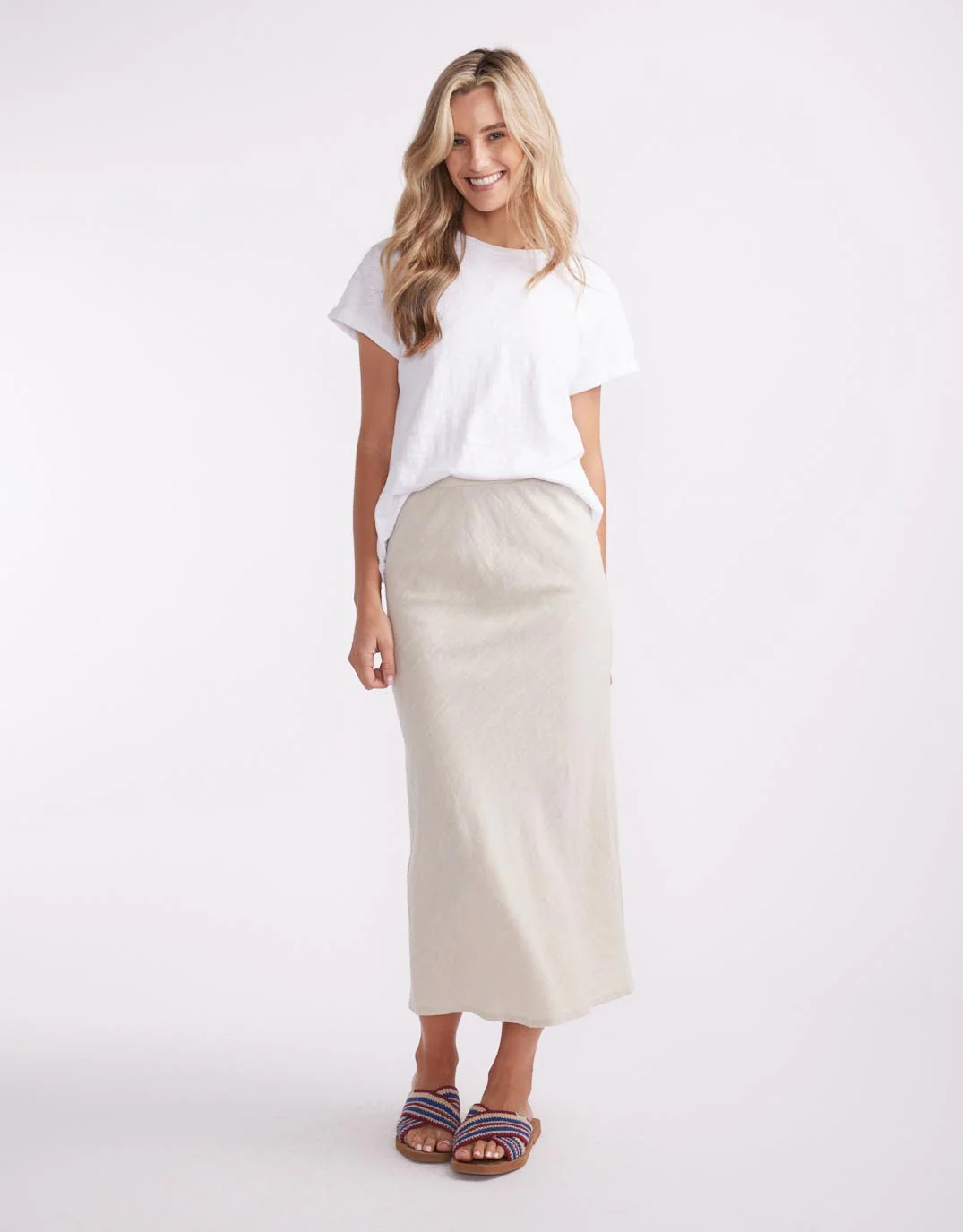 Linen Slip Skirt - Natural - Image 2