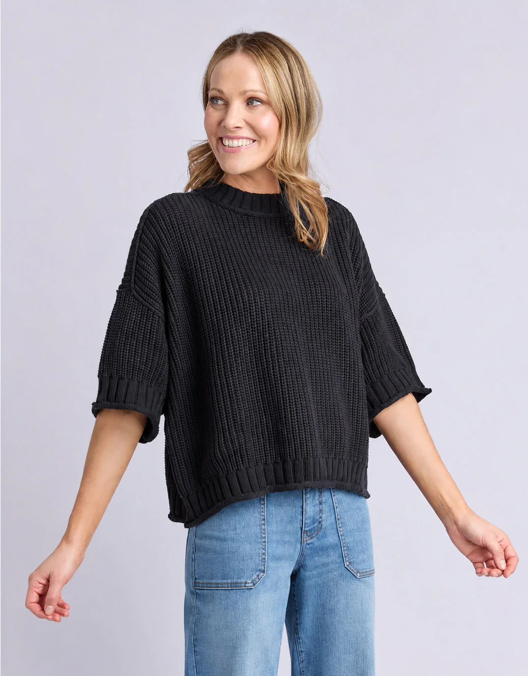 Luela Short Sleeve Knit - Black - Image 5