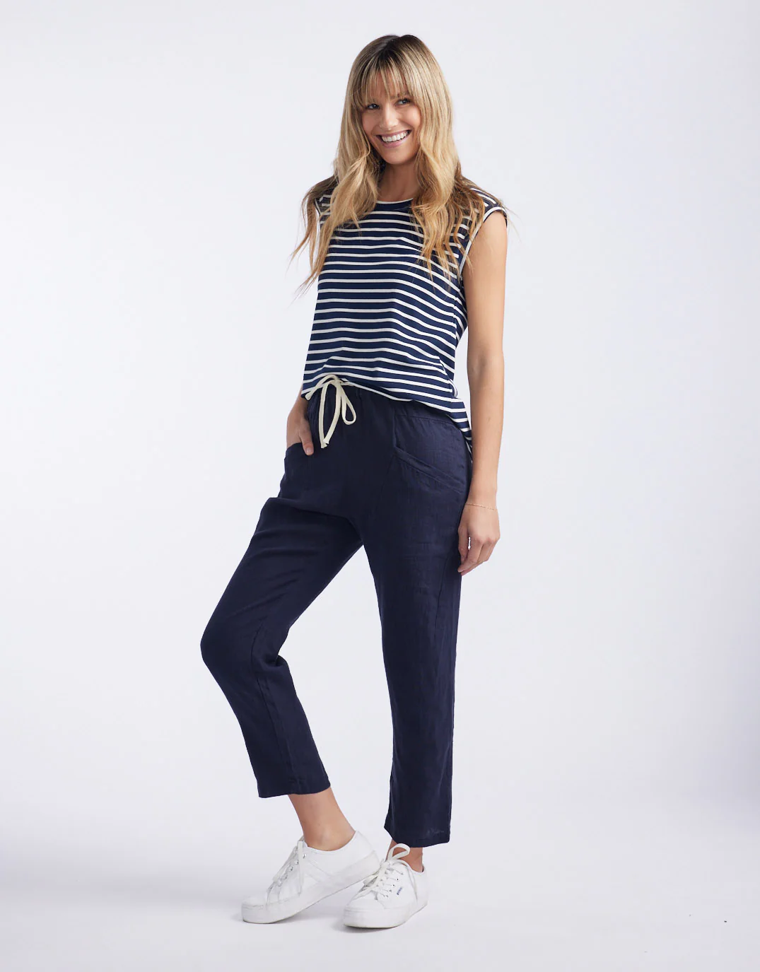 Luxe Linen Pants - French Navy - Image 2